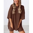thumbnail image 3 of PRETTYGARDEN Women's Two Piece Lounge Set Summer Casual Oversized Shirts Biker Shorts Matching Airport Travel Outfit, 3 of 7