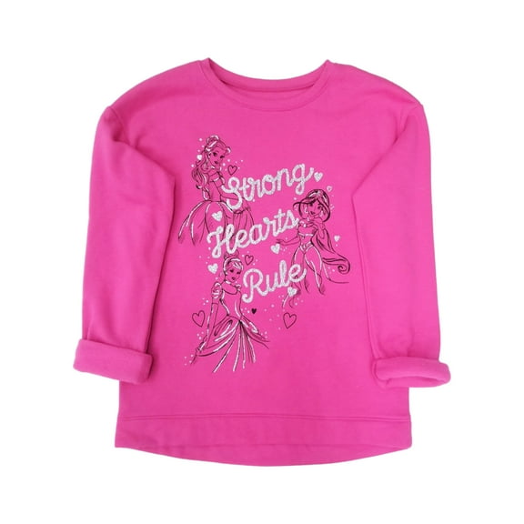 Disney Princess Girls Hot Pink Strong Hearts Rule Jasmine Belle Sweatshirt 7