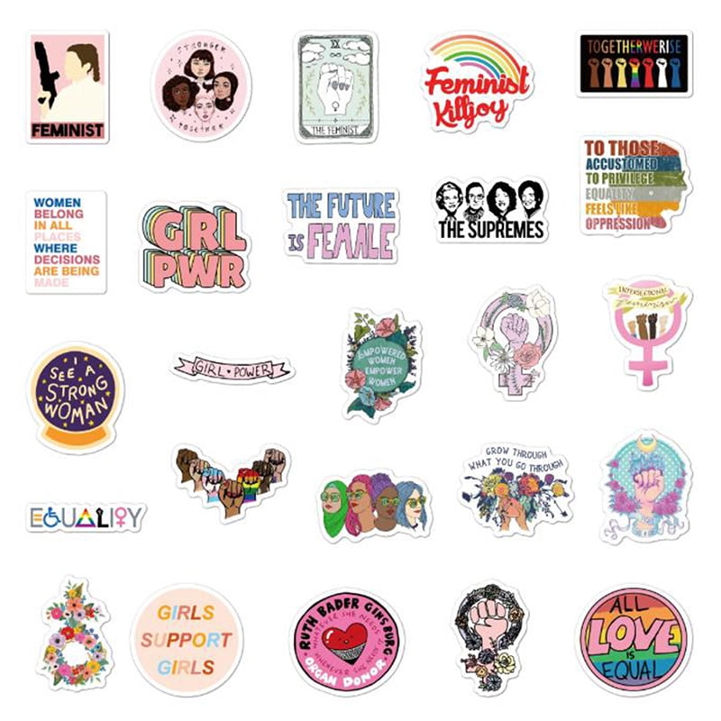 50Pcs Feminist Cartoon Girls Stickers Laptop Phone Skateboard Suitcase Decals^ 