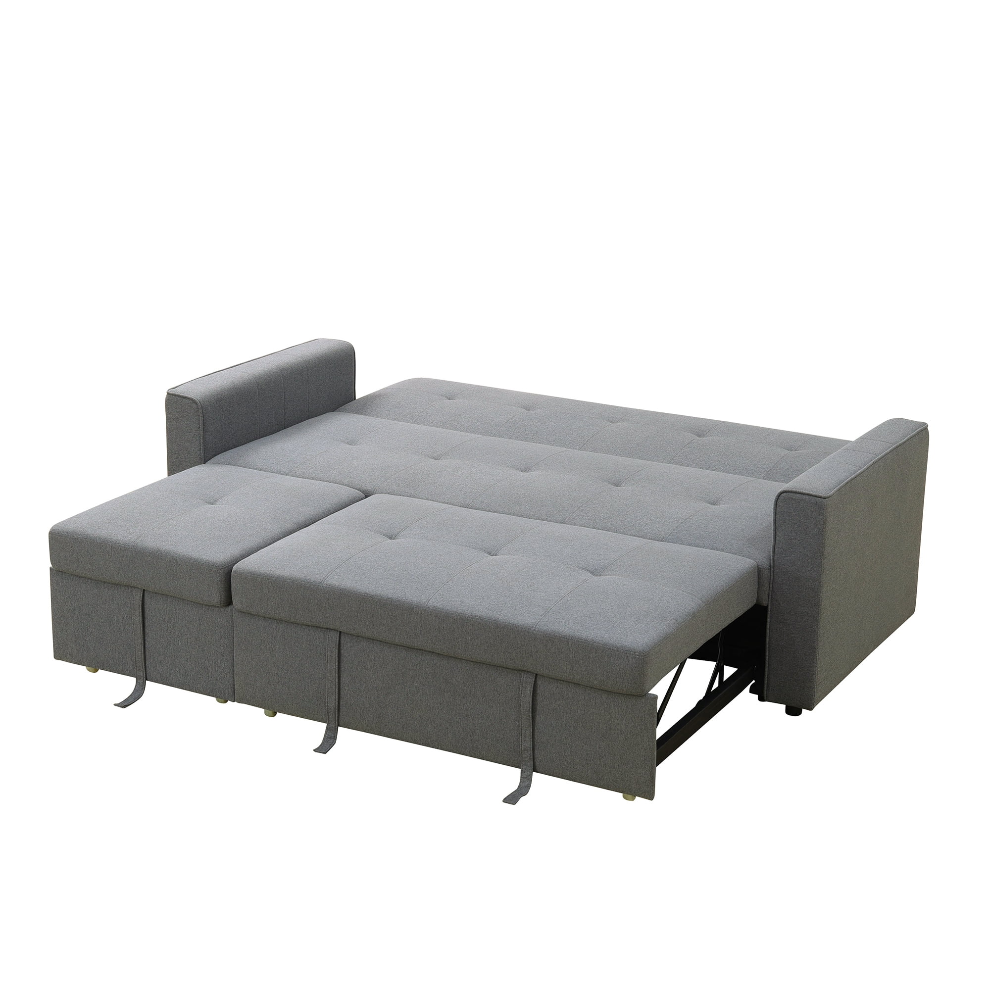 Aukfa 77" Comfy 3 Seat Sofa Convertible Sectional Sleeper Sofa Bed for Living Room, 3 Pillows, Linen, Gray
