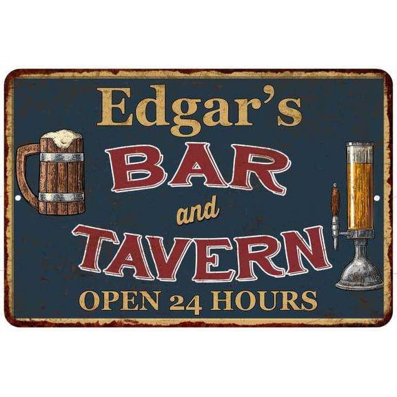 Edgar's Green Bar & Tavern Rustic Sign 8 x 12 High Gloss Metal 208120047205