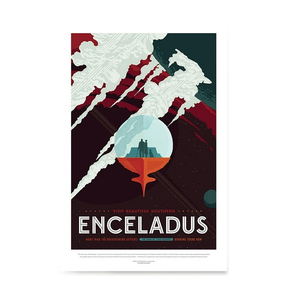 EzPosterPrints - Visions of the Future, NASA SPACE TOURISM POSTERS - Amazing Nasa Art Print for School, Kids room,Home Office Decor - ENCELADUS - 12X18 inches