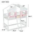 thumbnail image 5 of Bellemave House Bunk Bed Twin Over Twin, Wood Floor Bunk Bed Frame with Roof, Window Box & Small Door for Bedroom (Pink+White), 5 of 9