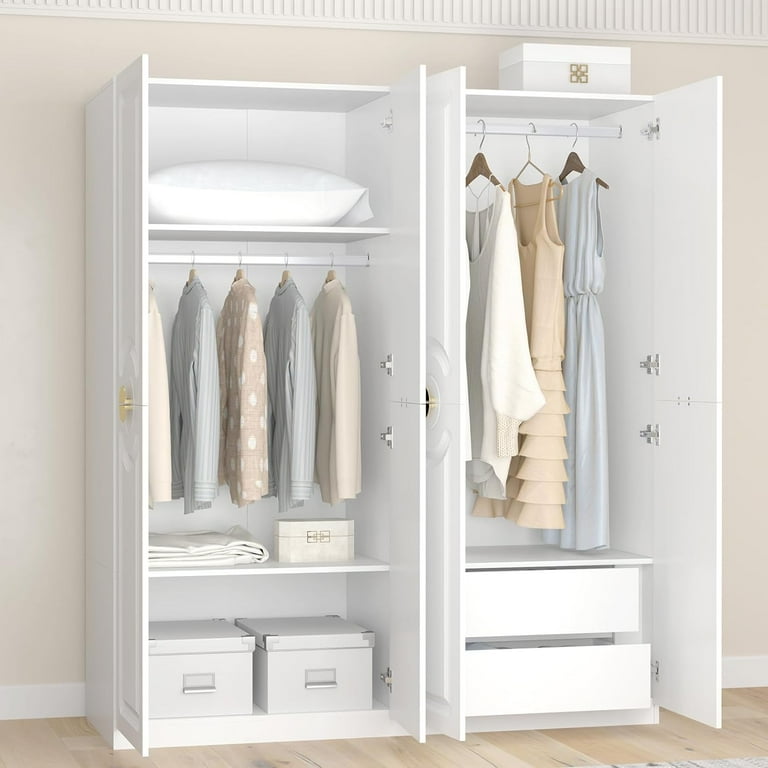 Sigoryi Internal Layers Storage Drawer Wood Adult Armoires, White 