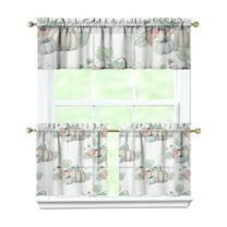 Rod Pocket Kitchen Curtain Set 3-Piece, 27.5x36 Inch Valance & Tier Drapes, Polyester Pongee Cafe Curtains for Living Room, Bathroom, Farmhouse Rustic Country Window Treatments.