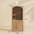 thumbnail image 2 of BELLEZE Storage Cabinet with Hutch Set of 2, 72" Tall Modern Wood Sideboard with 3-Tier Shelves, Curved Styling Door Cabinet Curio Cabinet for Office, Study, Kitchen, Living Room, Camel, 2 of 7