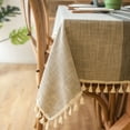 thumbnail image 6 of Enova Home 54"x 80" High Quality Tablecloth with Tassels, Rectangle Cotton and Linen Table Protector Cover for Table Decoration (Grey), 6 of 6