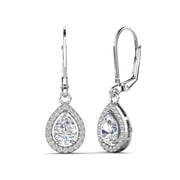 Cate & Chloe Izzy 18k White Gold Plated Drop Earrings with Simulated Diamond Crystals Gift for Women