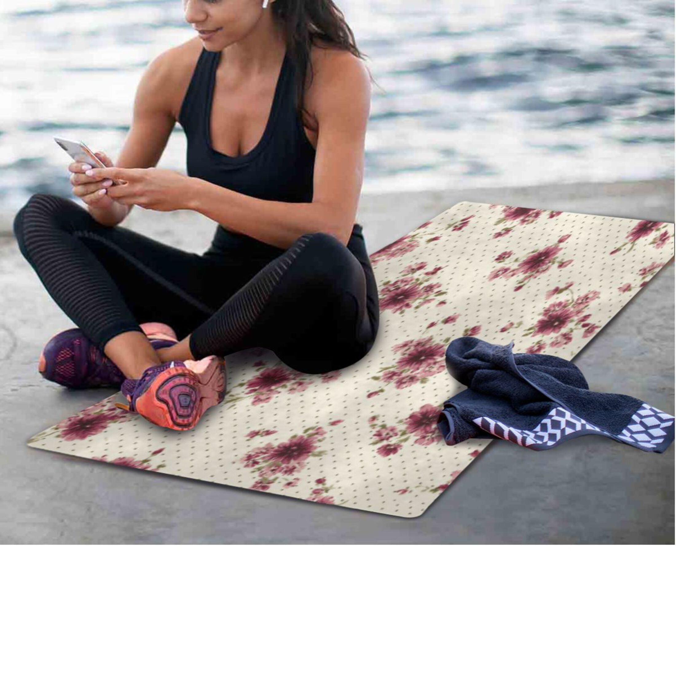 BZSMCE Yoga Mat Women Fitness Mat Vintage Floral Dainty Blush Pattern