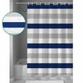 thumbnail image 4 of Navy Blue Grey Waterproof Fabric Shower Curtain, Farmhouse Watercolor Modern Geometric Shower Curtain for Bathroom Curtains Bathtubs Hotel Washable Shower Curtains with 12 Hooks Standard 60x72, 4 of 6