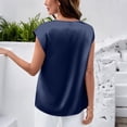 thumbnail image 5 of JoveMarine Women's Satin Tank Top Round Neck Loose Fit Blouse Business Casual Summer Top for Office and Daily Wear Navy S, 5 of 6