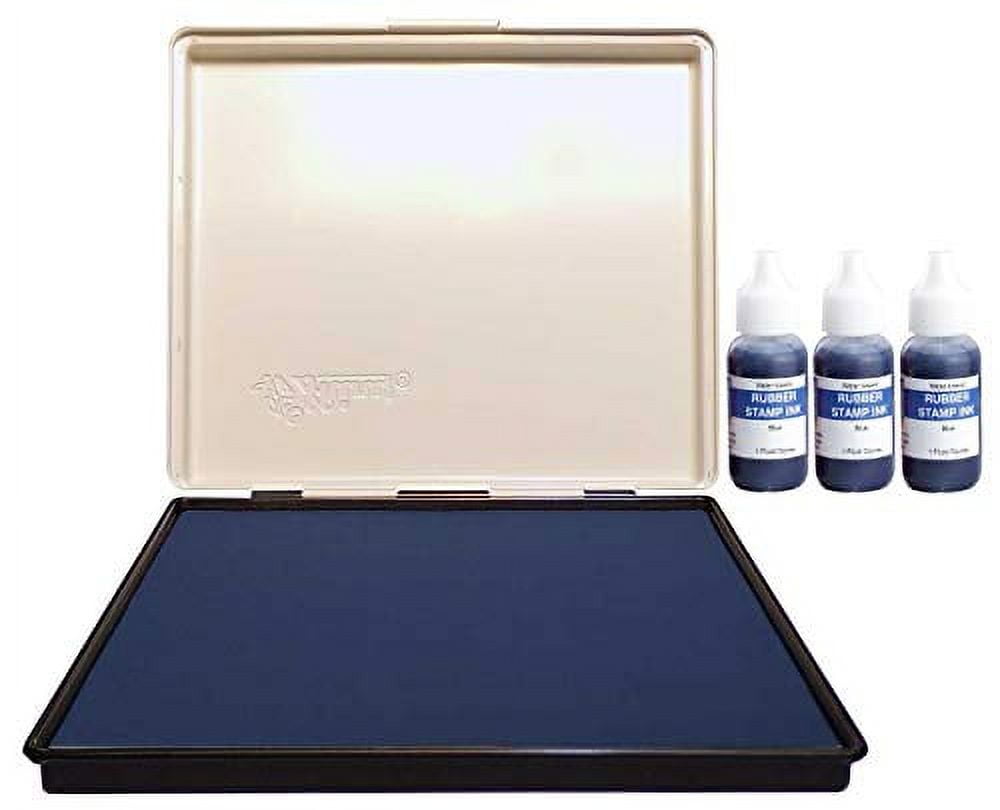 Extra Large 8" x 12" Industrial Rubber Stamp Ink Pad in Metal Case, Blue Stamp Pad