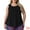 Black, variant on Women's Plus Crew Neck Boho Pleated Curved Hem Tank Top Blouse 3X Orange