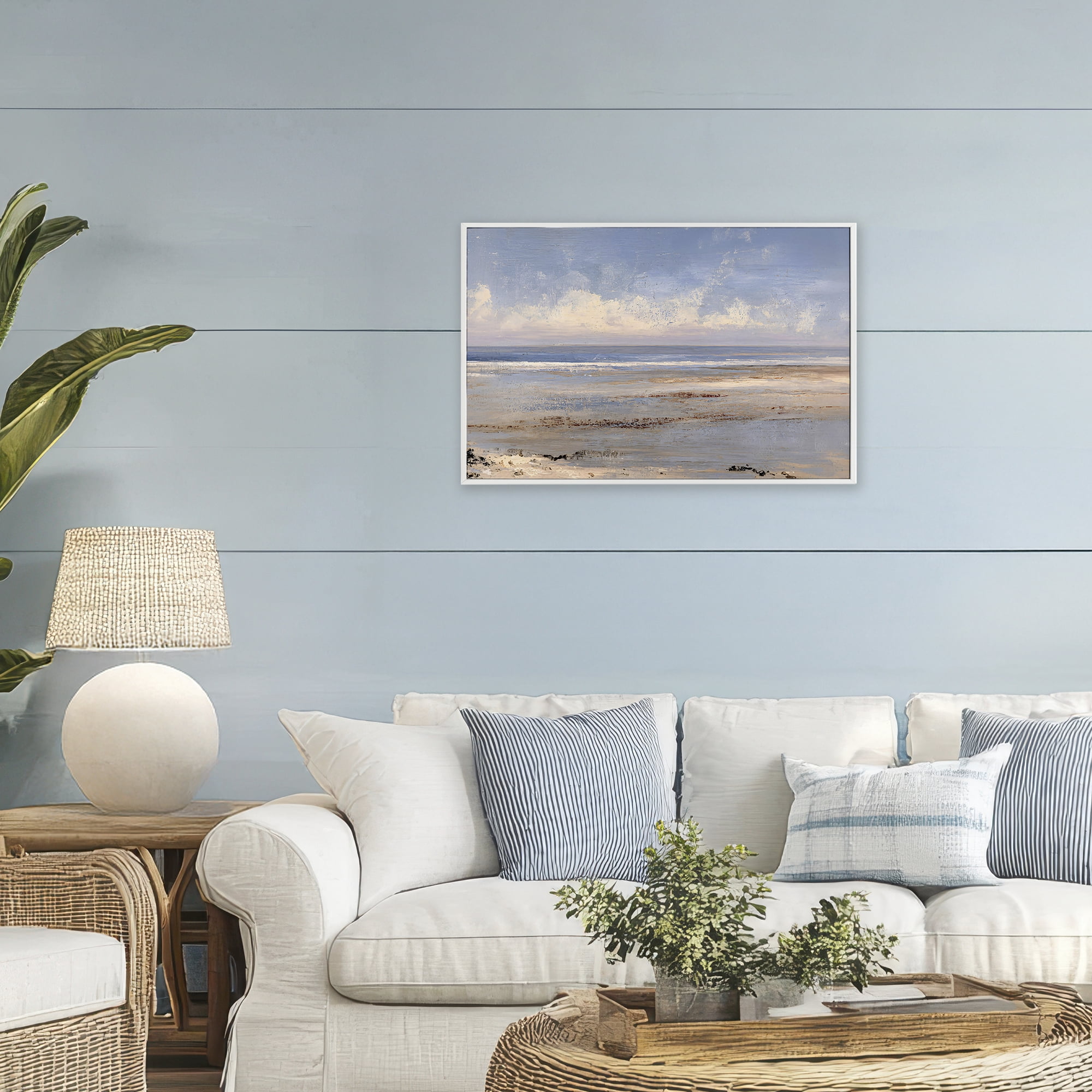 Stupell Industries Rustic Ocean Horizon Impression White Framed Giclee Art, design by Jacky Ngan