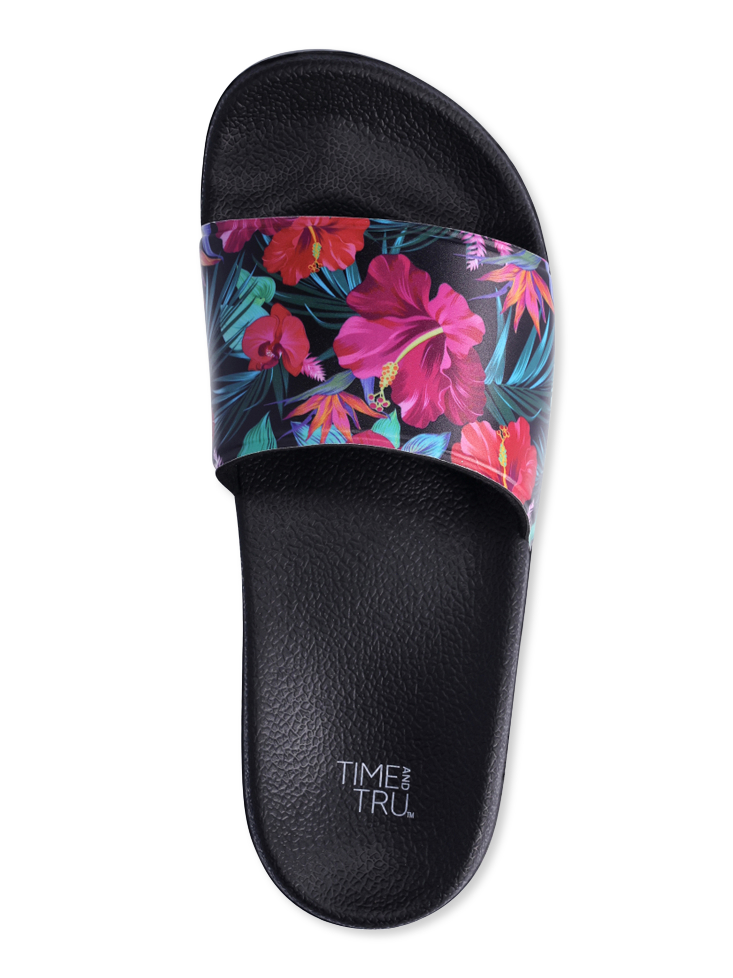 Time and Tru Women's Floral Slide Sandals, Sizes 6-11