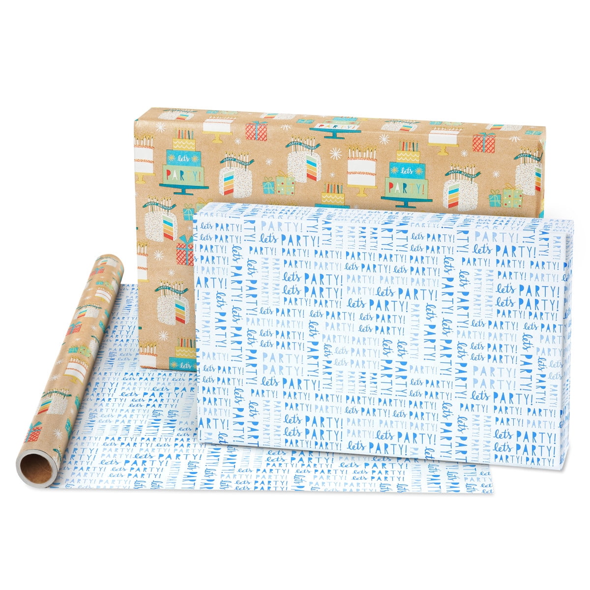 American Greetings 175 sq. ft. Reversible Wrapping Paper for Birthdays and All Occasions, Birthday Cakes and Gifts (1 Roll, 30 in x 70 ft.)