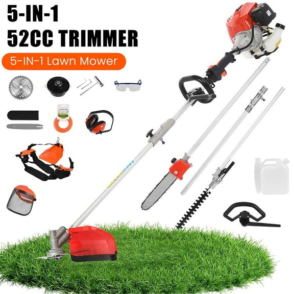 5 in 1 Multifunctional Weed Eater, 52CC 2-Cycle Gas Cordless Hedge Trimmer, 2025 Upgraded Weed Eater Gas Powered, String Trimmer, Handheld Chainsaw Brush Cutter for Yard, Garden