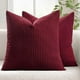 thumbnail image 1 of HAYAN Winter Pack of 2 Corduroy Soft Soild Decorative Square Christmas Throw Pillow Covers Cushion Cases Pillow Cases for Couch Sofa Bedroom Car 18 x 18 Inch 45 x 45 cm Burgundy, 1 of 1