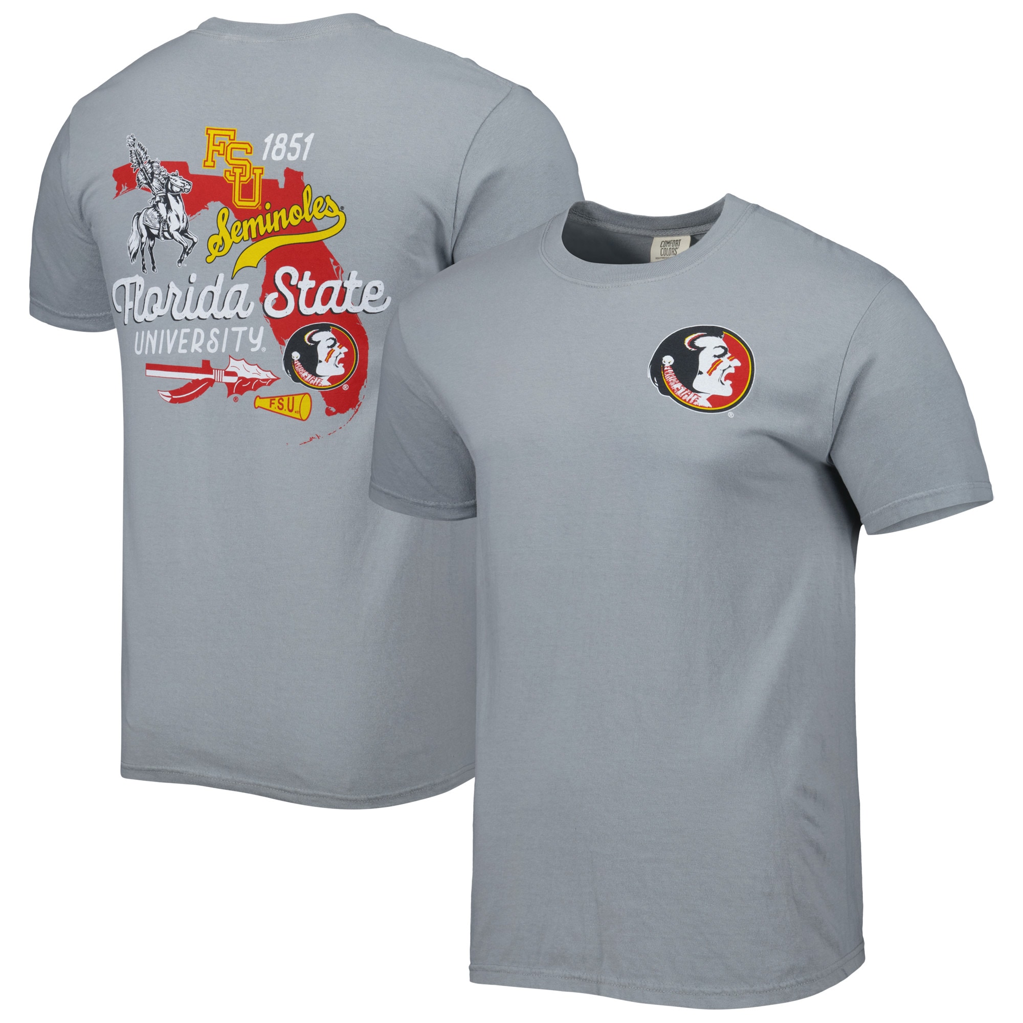 Image One イメージ ワン Men's State Florida Seal White Seminoles T-Shirt ユニセックス  Softball