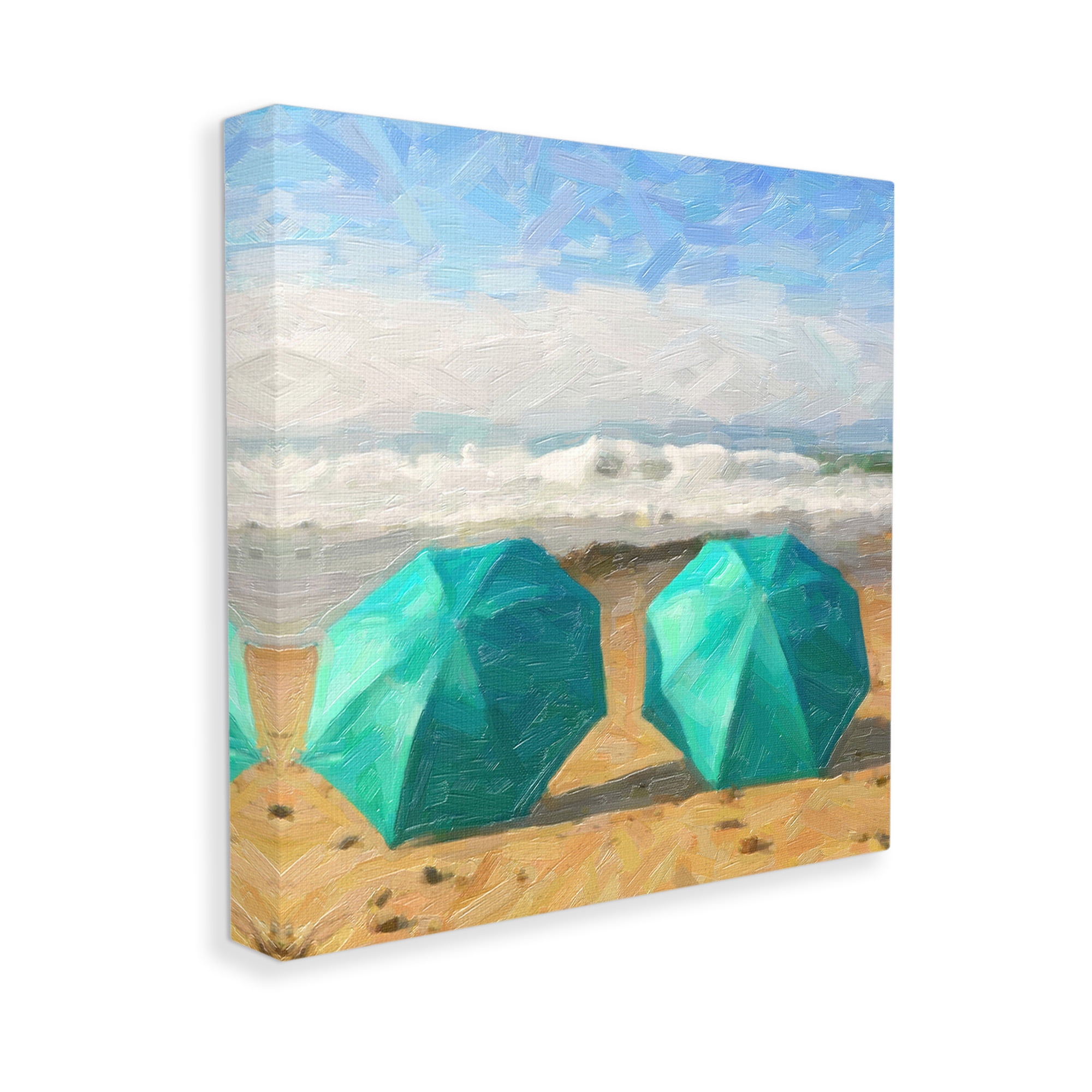 Stupell Industries Beach Umbrella Duo Landscape Painting Gallery Wrapped Canvas Art Print Wall Art, 30 x 30