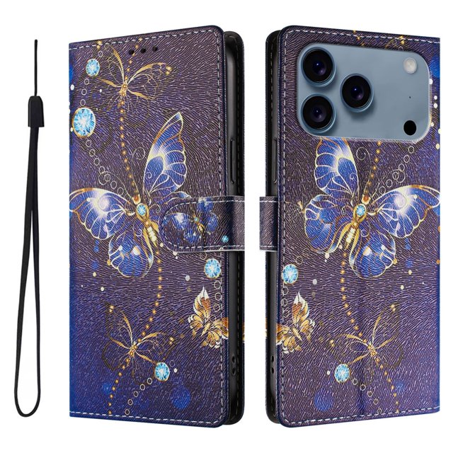 FOXDOCK Funda Tipo Cartera para iPhone 17 Pro con Soporte y Correa – Diseño de Patrones Lindos