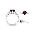 thumbnail image 3 of Gem & Harmony 1.85 Carat (Ctw) Garnet Heart Ring in Sterling Silver for Women, 3 of 5