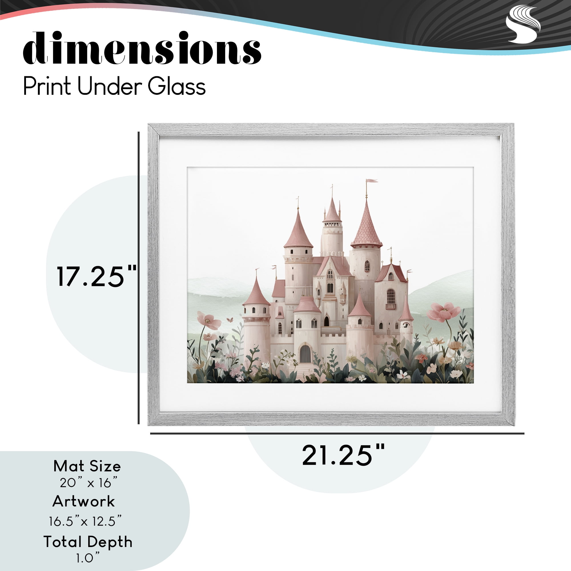 Stupell Industries A Castle For Princess Gray Framed Print Under Glass, design by Christine Simpson Art