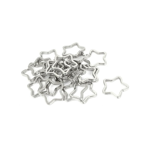 Unique Bargains Metal DIY Craft Making Key Ring Star Shaped Split Keyring Silver Tone 20pcs