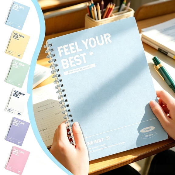 Journal Notebook for Women & Men, B5 Spiral Notebook, 10×7in Blue Hardcover Journal, 120 Grid Pages, 9mm Ruled, Date/Page Marked, Portable for Notes & Planning