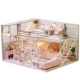 thumbnail image 1 of Kit de casa de muñecas kits de modelo de casa de muñecas de madera en miniatura rosa hecha a mano de bricolaje Kit de casa de muñecas de regalo de juguete Kit de casa de ANGGREK Otros, 1 of 8