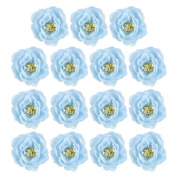 Uxcell Artificielle Fleur Tête Fausses Fleurs Têtes en Vrac Soie Pivoine Têtes Simulation Fleur Bleu Clair 15 Pcs