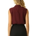 thumbnail image 3 of INSPIRE CHIC Women's Work Bodysuit Tops Button Down Sleeveless Leotard Shirt 2XL Wine Red, 3 of 5
