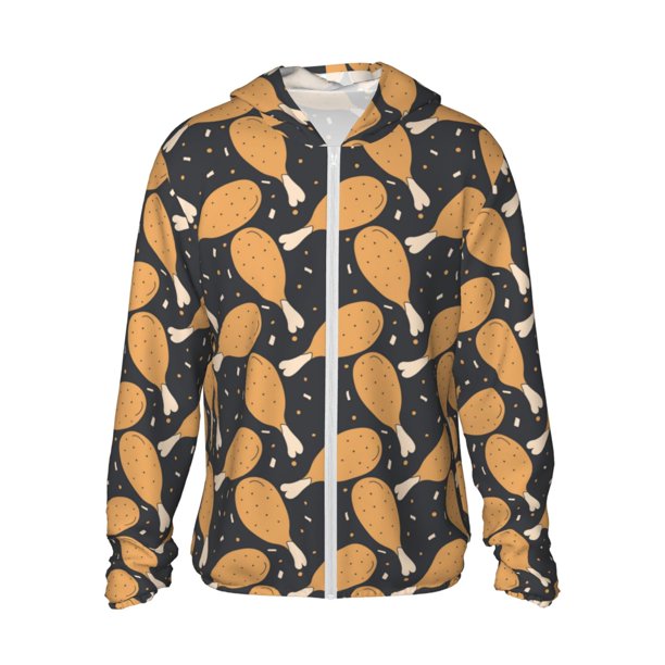 Fotbe Chicken Legs Chaqueta con Protección Solar UPF 50+ para Hombre y Mujer, Camisa con Capucha y Bolsillos-XX-Large