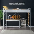 thumbnail image 4 of Ktaxon Loft Bed Full Size with Flat Rungs, No Box Spring Required,Heavy Duty Metal Slat Support,White, 4 of 10