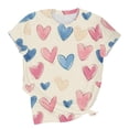thumbnail image 4 of Womens Cute T-shirts with Love Heart Prints Loose Fit Valentines Holiday Casual Tees Plus Size Crew Neck Tops (2XL, Beige), 4 of 5
