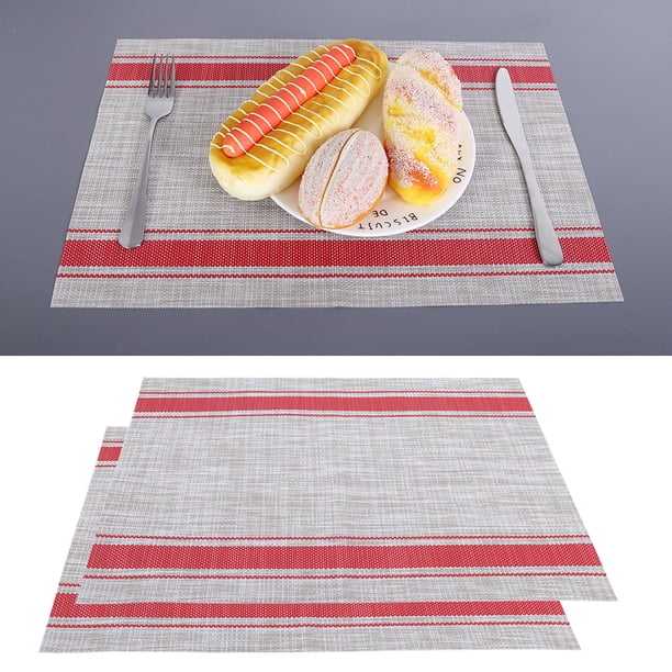 Mantel individual de PVC Jadeshay tipo raya 2 unidades Azul Rojo