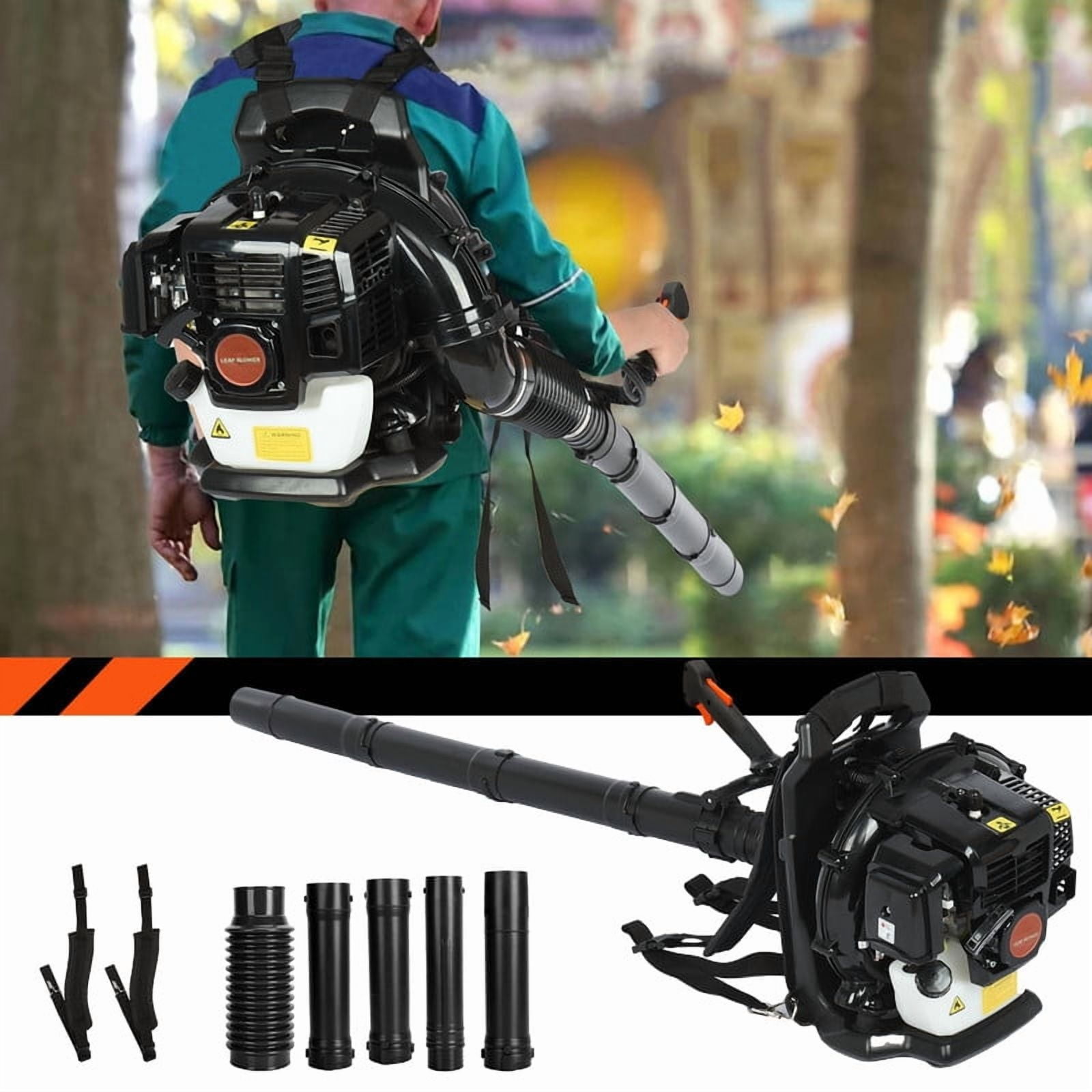 Backpack Leaf Blower 52 CC 2-Cycle Backpack Gas Powered Leaf Blower with Fuel Tank, Grass Lawn Blower Air Cooling Gasoline Blower for Sand, Gravel, Snow, Yard, Leafs