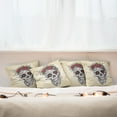 thumbnail image 7 of Ambesonne Sugar Skull Throw Pillow Cover 4 Pack, Boho Plant Skull, 18", Multicolor, 7 of 7