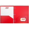 thumbnail image 4 of JAM Paper Heavy Duty Plastic 3 Hole Punch School Folders with Pockets, Red, 6/Pack, 4 of 5
