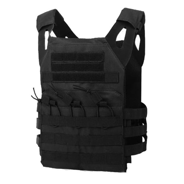 Chaleco de combate Molle de caza ajustable con armadura corporal de tela Oxford para juego CS (negro)