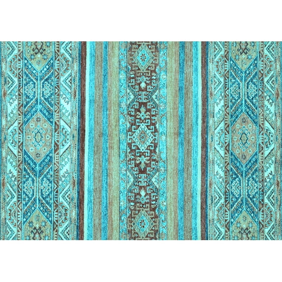 Ahgly Company Indoor Rectangle Abstract Light Blue Modern Area Rugs, 5' x 7'