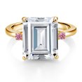 thumbnail image 2 of Gem Stone King 18K Yellow Gold Plated Silver Pink Lab Grown Diamond Ring Set with Moissanite (7.46 Cttw, Size 7), 2 of 3