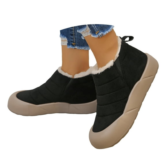 Mostsola Winter Snow Boots for Women Lightweight Suede Slip on Ankle Boots Casual Warm Booties