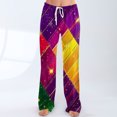 thumbnail image 2 of Ladies' Loose and Casual Carnival Twill Printed Wide Leg Pants with Elastic Waistband Drawstring and Pockets, Stylish Long Pants for Casual and Outdoor Activities,Purple Pink,M, 2 of 7