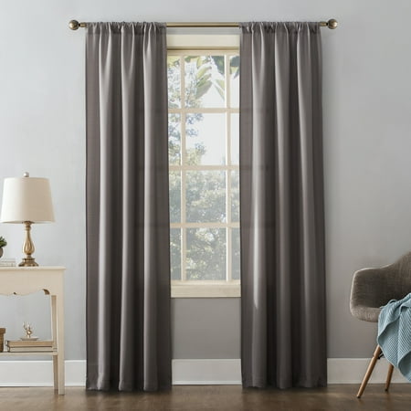 Mainstays Textured Solid Rod Pocket Curtain Panel, 38" x 84", Gray