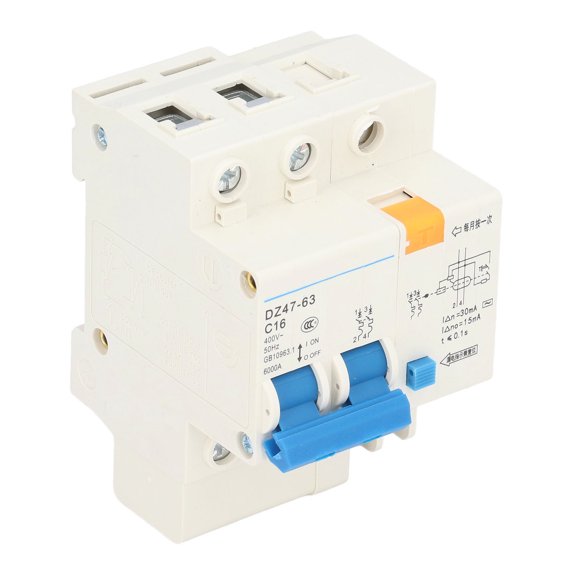 LYUMO Leakage Protection Breaker,Ground Fault Circuit Breaker Pa66 Leakage Protection Breaker For Engineering 16A 30mA 400V,2P+N Circuit Breaker