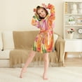 thumbnail image 3 of FORMRS Kids Bathrobe Unisex Hooded Robe Toddler Pajamas Sleepwear, Size 10-12T, Pink Abstract Floral, 3 of 7