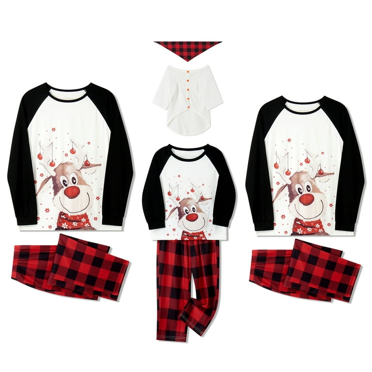 AMILIEe Christmas Family Pajamas Set,Reindeer Print Nightwear Sleepsuit  Loungewear Pyjama Set