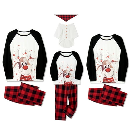 

Peyakidsaa Christmas Family Pajamas Set Long Sleeve Reindeer Print Nightwear Sleepsuit Loungewear Set