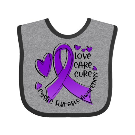 

Inktastic Love Care Cure Cystic Fibrosis Awareness Purple Ribbon Gift Baby Boy or Baby Girl Bib